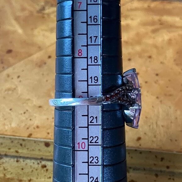 Moroccan Amethyst Red Garnet Sterling Silver Ring Size 9 - Picture 8 of 9